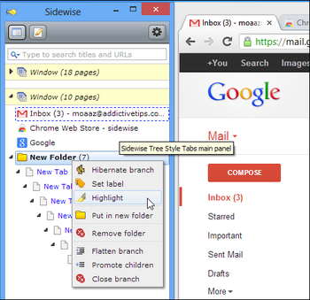 Sidewise Tree Style Tabs       Chrome