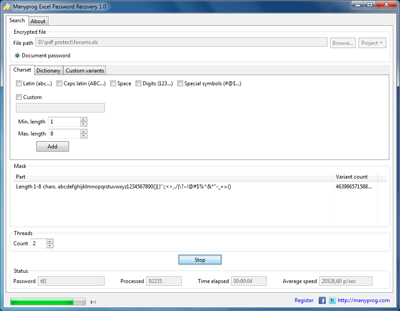  Manyprog Excel Password Recovery