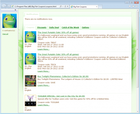  Big Fish Coupons  Internet Explorer