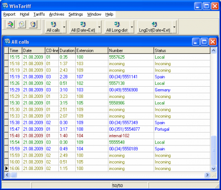  WinTariff call accounting software